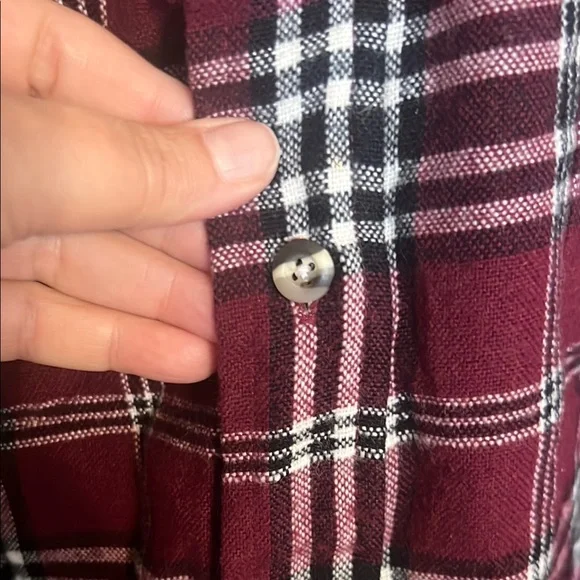Men's Burgundy Plaid Casual Button Down Shirt - Picture 5 of 5